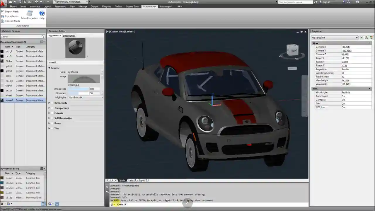 Import 3D model with textures into AutoCAD