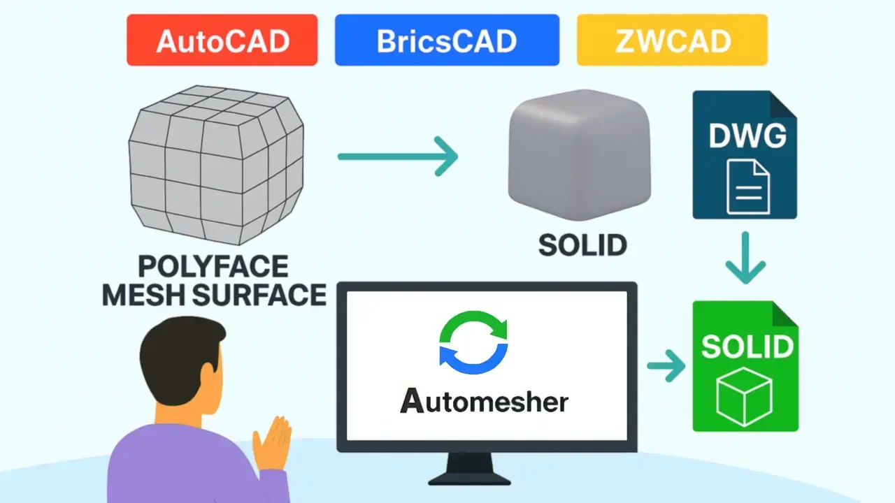 Polyface Mesh to Solid & Solid to Mesh with Automesher